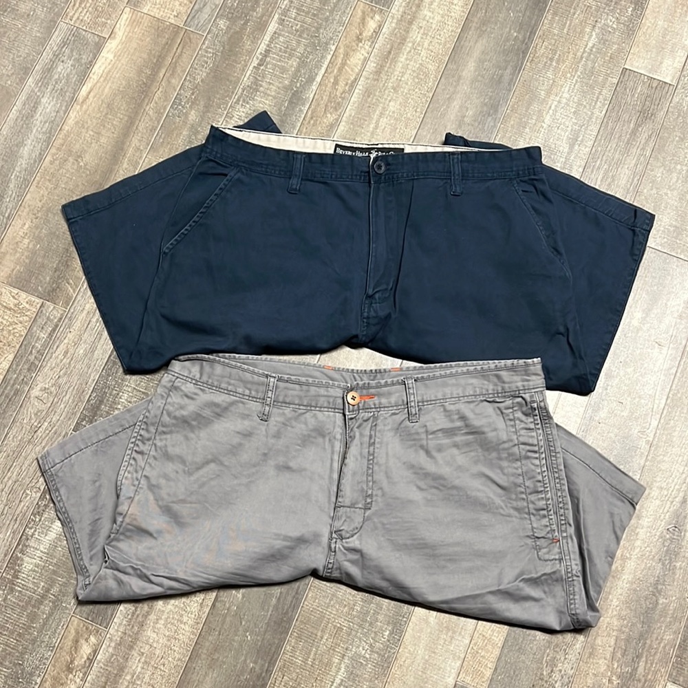 Navy blue and gray shorts